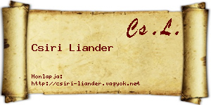 Csiri Liander névjegykártya